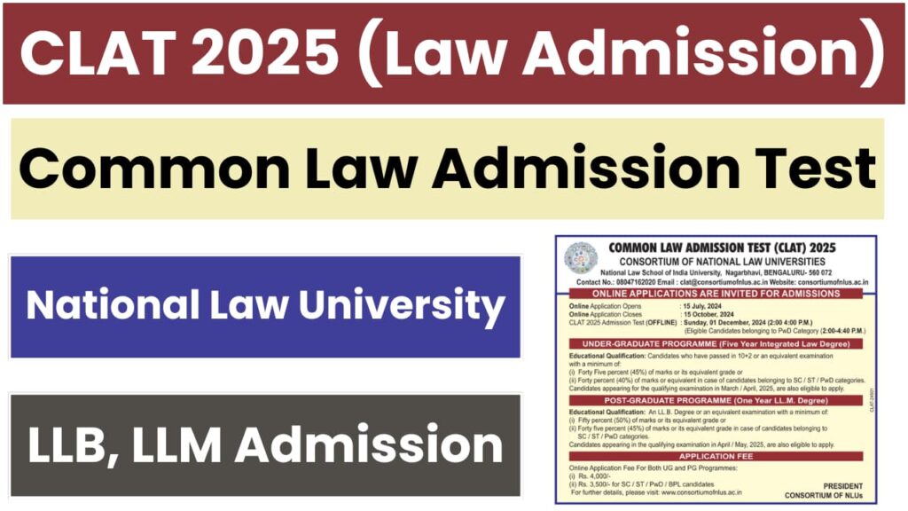 CLAT 2025: Notification, Exam Date, Apply Online, Qualification, All Updates