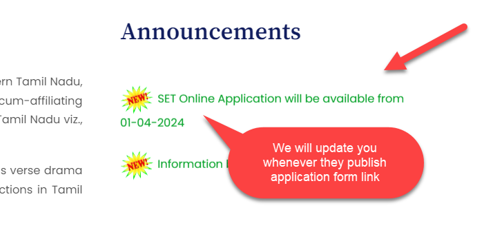 TNSET 2024 Application Form – Exam Postponed Notice